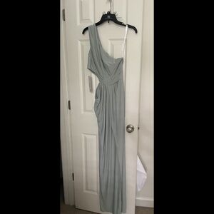 One Shoulder Pleated Luxe Knit Column Dress in Agave Kendall Kylie Collection